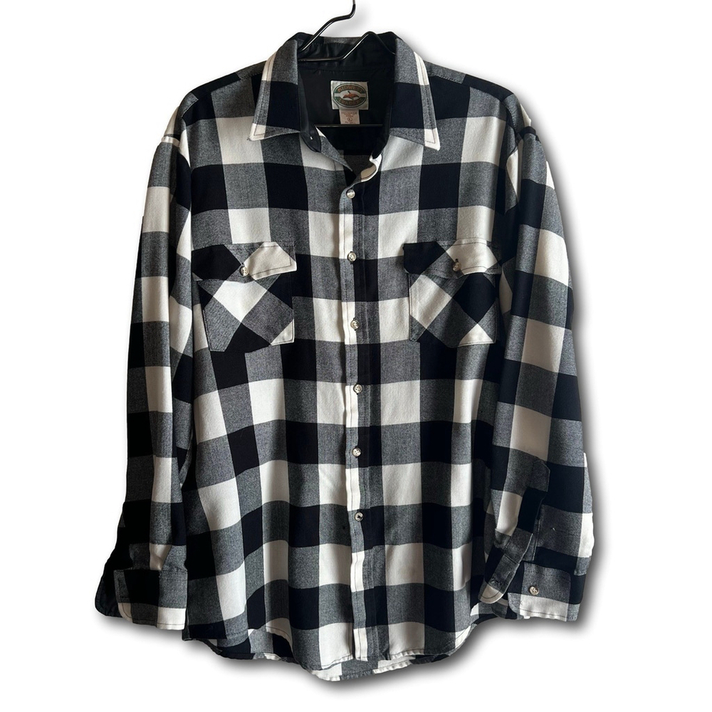 MidWest Traders Flannel Long-Sleeve Shirt Plaid Heavyweight Men's L Vintage 80’s